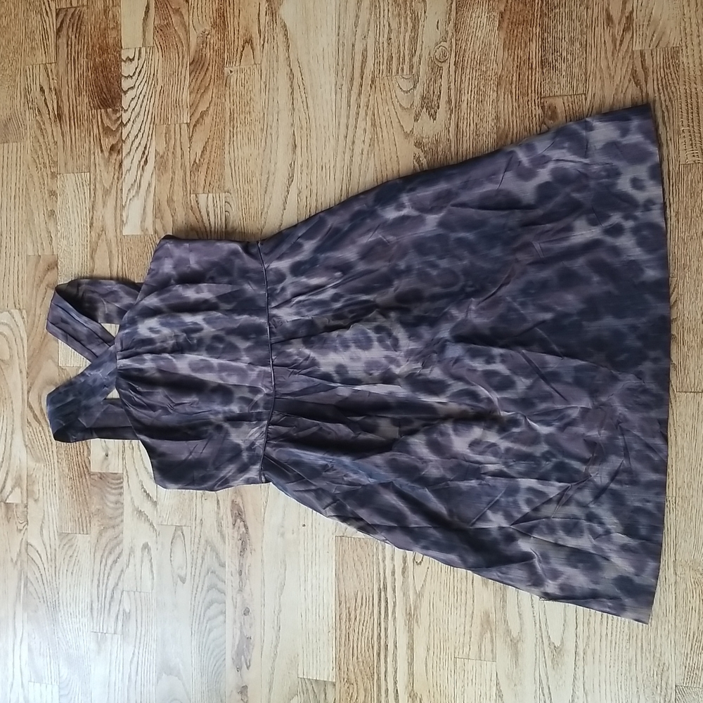 (6) Banana Republic Halter Neck Dress Fit & Flare Leopard Print Business Casual